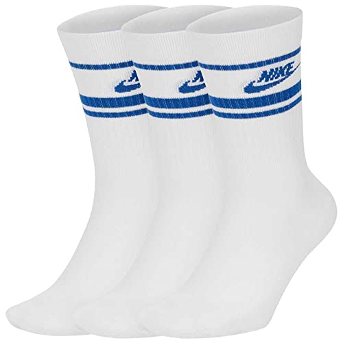 Nike Unisex Sportswear Essential Crew Socken, White/Game Royal, S Nike Unisex Sportswear Essential Crew Socken, White/Game Royal, S von Nike