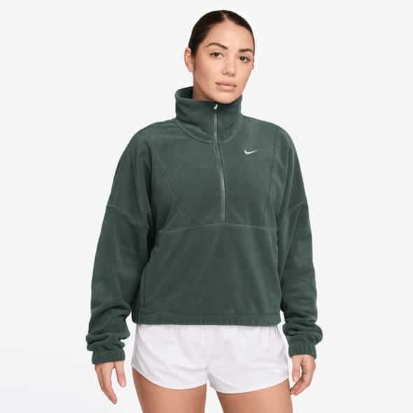 Nike W NK One Therma-Fit Half-Zip Top Polar Damen (Dunkelgrün S) Fitnessbekleidung von Nike