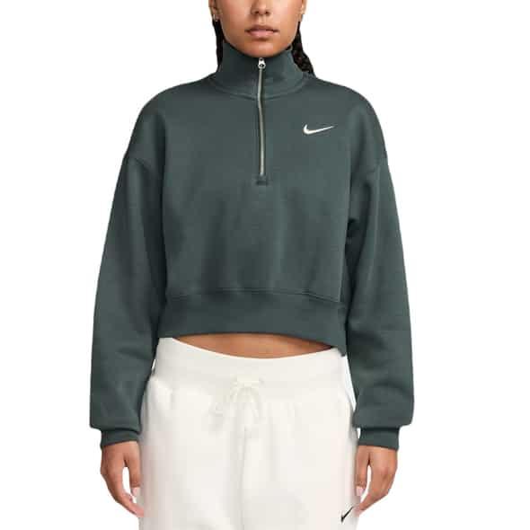 Nike W NSW Phoenix Fleece QZ Crop Damen (Dunkelgrün M ) Fitnessbekleidung von Nike