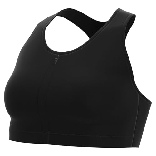 Nike Women's W NK DF SWSH Zip Front Bra Sports, Black/White, L von Nike