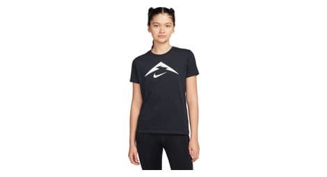 damen nike dri fit trail kurzarmshirt mit schwarzem logo von Nike