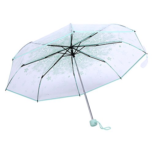 Nikou Transparenter Regenschirm 1PC Faltschirm Modischer Princess Umbrella Compact Pink Umbrella(1#) von Nikou
