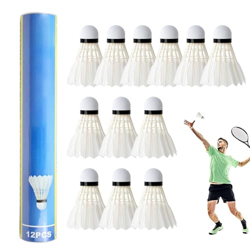 Federbälle, Badminton Bälle, Feder-Badminton-Federbälle, 12 Stück Badminton-Federbälle Trainerball, Schlagübungen, Geschwindigkeitstraining, Stabiler Flug, Badminton-Trainerball Für Jugendspieler von Niktule