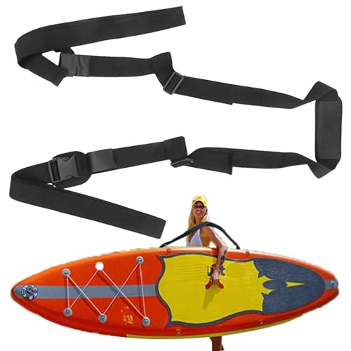 Niktule Paddle-Board-Gurte zum Tragen,Surfboard-Tragegurt - Verstellbarer ergonomischer Tragegurt,Tragbares Paddle-Board-Zubehör, schwarzer Tragegurt mit gepolsterter Schulterschlinge für Surfbretter von Niktule