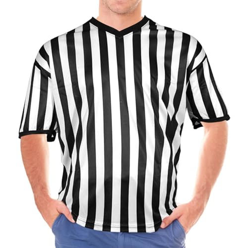 Schiedsrichter Trikot, Schiedsrichter-Shirt, Gestreiftes Pro-fi-Schiedsrichter-Kostüm, Atmungsaktive Schwarz-weiß Gestreifte Schiedsrichtershirt Mit V-Ausschnitt, Geeignet Für Baketball, Fußball,Sport Schiedsrichter Trikot, Schiedsrichter-Shirt, Gestreiftes Pro-fi-Schiedsrichter-Kostüm, Atmungsaktive Schwarz-weiß Gestreifte Schiedsrichtershirt Mit V-Ausschnitt, Geeignet Für Baketball, Fußball,Sport von Niktule