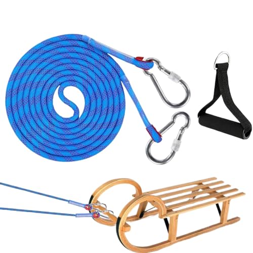 Schlittenseil,Schlittenzugseil - Schlittenschnur mit Karabiner | Kinder-Schlitten-Zugseil 13FT, Robustes Schlittenseil mit Karabiner, Winter-Schlitten-Zugseil-Set für Erwachsene von Niktule