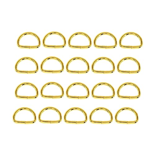 Nilioyul 50 Stück Verschiedene Arten von Metall D Ringen für Schlüsselanhänger, Gürtel und Kunsthandwerk. Halbrunder D Ring für Schlüsselanhänger, Gürtel, Gold, 25mm von Nilioyul