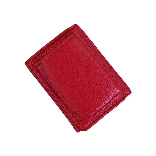 Nilioyul Frauen PU Geldbörse Mini Geldbörse Geldbörse Kurzer Kartenhalter Multifunktionsblockierendes Design im japanischen Stil Geldbeutel Geldbörsen, Rot von Nilioyul