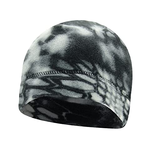 Nilioyul Sport Beanie Winter Outdoor Unisex Warmhaltemützen Winddicht Laufen Radfahren Polarfleece Mütze mit Camouflage, Schwarz Weiss von Nilioyul