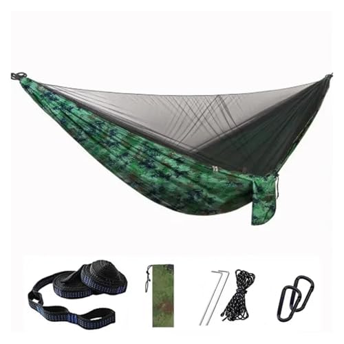 Nilnyvda Camping-Hängematte mit Moskitonetz, tragbarer Fallschirm-6-Ring-Gurt, doppelte Reise-Hängematte, Outdoor-Rucksack-Hängematte, Schaukelstuhl(Camouflage) von Nilnyvda