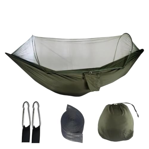 Nilnyvda Outdoor-Camping-Hängematte mit Moskitonetz, leichte Hängehängematten, hochfester Fallschirmstoff, Hängebettnetz, 250 x 120 cm(Green) von Nilnyvda