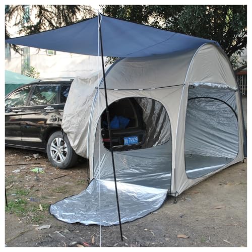 SUV-Zelt for Camping, wasserdicht PU4000 mm, SUV-Zelt mit Veranda for Camping, geräumiges Kofferraumzelt mit 3 Türen(Khaki with Raincover) von Nilnyvda