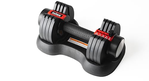 Nilox Verstellbare Hantel, verstellbare Hanteln für das individuelle Training, Gewichte von 2,2 bis 11 kg, Gewichtsset für Fitnessstudio zu Hause von Nilox