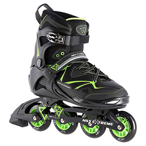 Nils Extreme Inliner für Herren und Damen - Inline Skates - ABEC9 Kugellager – Rollschuhe Erwachsene - 82A Rollen - Rollerskates 39 - Schwarz und Grün - NA9022 von Nils Extreme