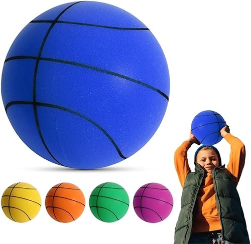 Niltracy Leiser Basketball, Upgrade Indoor Silent Foam Bouncing Basketball Schaum Basketball Trainingsball Geräuscharm Leise High-Density Ball für verschiedene Indoor-Aktivitäten (Blau, Nr. 3) von Niltracy