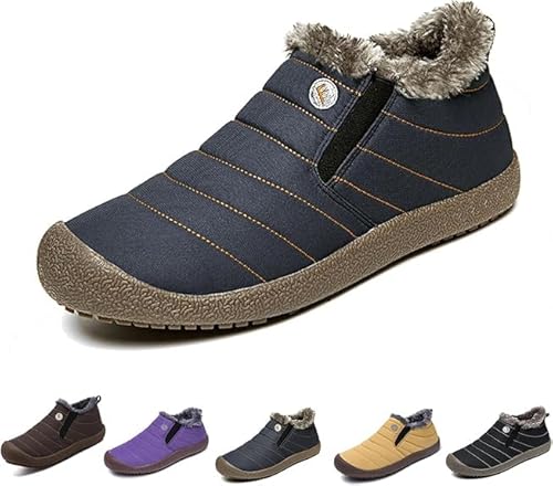 Men's Waterproof Warm Plush Lined Outdoor Snow Ankle Boots,Anti-Slip Slip-on Lightweight Winter Shoes (Blau,49) von Nimedala