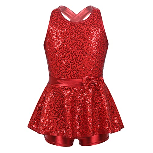 Nimiya Kinder Mädchen Tanzkleid Glänzend Pailletten Ballettkleid Tanz Kleider Ärmellos Leotard Rückenfrei Jumpsuit Tanz Outfit Training Performance Rot 140 Nimiya Kinder Mädchen Tanzkleid Glänzend Pailletten Ballettkleid Tanz Kleider Ärmellos Leotard Rückenfrei Jumpsuit Tanz Outfit Training Performance Rot 140 von Nimiya