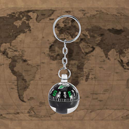 Nimomo Kugelförmiger Kompass, schwarz, Mini-Digitaler Höhenmesser, Barometer-Kompass, Schlüsselanhänger, mit Flüssigkeit gefüllter Survival-Kompass für Camping, Wandern, Reisen, 28 mm Ball, von Nimomo