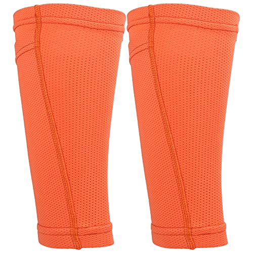 Nimomo Soccer Schienbeinschutz Fußball Schienbeinschutz Socken, doppellagige Schienbeinschoner für Fußballtraining, Orange, Erwachsene/L Größe von Nimomo