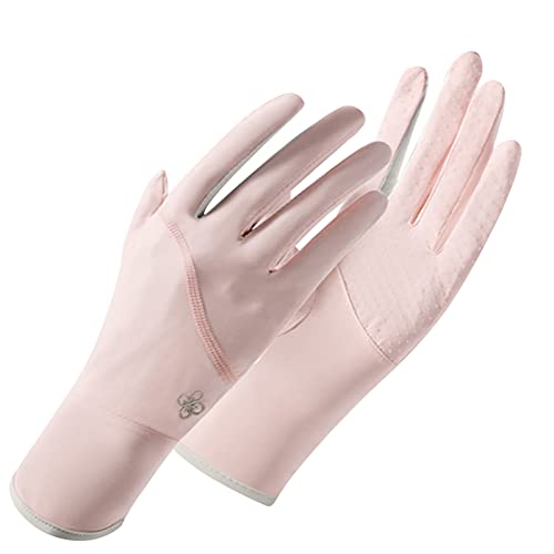 Nimomo Sonnenschutz Fahrradhandschuhe Sonnenschutz Handschuhe Ice Silk Cool Atmungsaktiv UV-Schutz Handschuhe für Radfahren Reiten Fahren Sommer Gebrauch Rosa von Nimomo