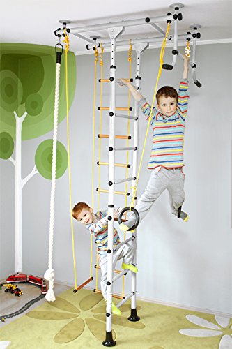 NiroSport Sprossenwand Kinderzimmer M1 Klettergerüst Sprossenwand Turnwand Kindersportgerät Heimsportgerät Klimmzugstange inkl. Turnringe Klettertau Strickleiter Trapezstange NiroSport Sprossenwand Kinderzimmer M1 Klettergerüst Sprossenwand Turnwand Kindersportgerät Heimsportgerät Klimmzugstange inkl. Turnringe Klettertau Strickleiter Trapezstange von Niro Sportgeräte