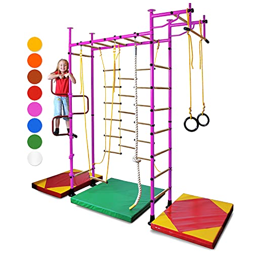 NiroSport FitTop M3 Klettergerüst Indoor für Kinder in Rosa/Holzsprossen/Indoor Sprossenwand für Kinderzimmer/leicht montierbare Kletterwand/Turnwand für max. Belastung bis 130 kg NiroSport FitTop M3 Klettergerüst Indoor für Kinder in Rosa/Holzsprossen/Indoor Sprossenwand für Kinderzimmer/leicht montierbare Kletterwand/Turnwand für max. Belastung bis 130 kg von Niro Sportgeräte