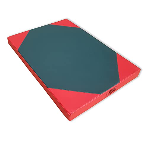 NiroSport Turnmatte Weichbodenmatte für Gymnastik & Yoga Sportmatte für Turnhallen Fitnessmatte aus abwaschbarem Kunstleder (100 x 70; Grün/Rot) von Niro Sportgeräte