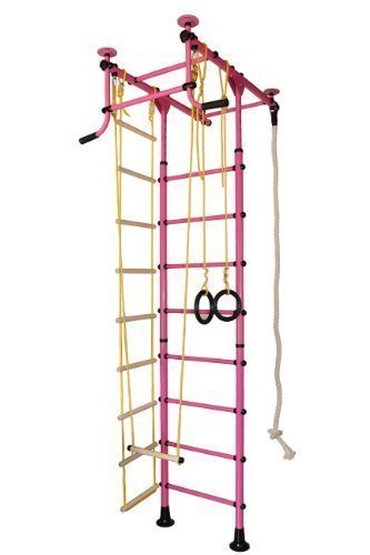 Sprossenwand Klettergerüst Heimsportgerät für das Kinderzimmer FitTop M1 Rosa Raumhöhe 240 – 290 cm von Niro Sportgeräte