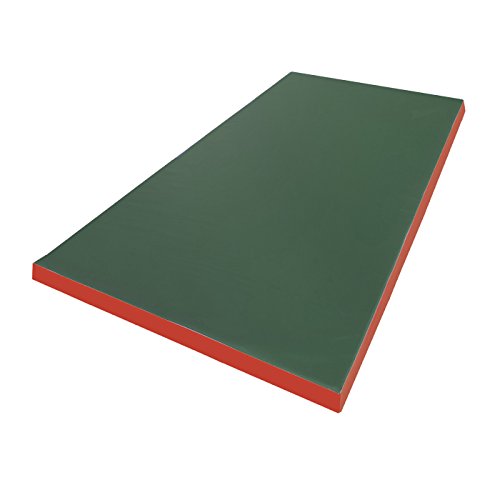 NiroSport Turnmatte für zu Hause / 8cm hohe Weichbodenmatte für Gymnastik & Yoga/Kinder Sportmatte für Turnhallen – hautfreundlicher Fitnessmatte aus abwaschbarem Kunstleder (200 x 100 cm, Grün/Rot) von NiroSport