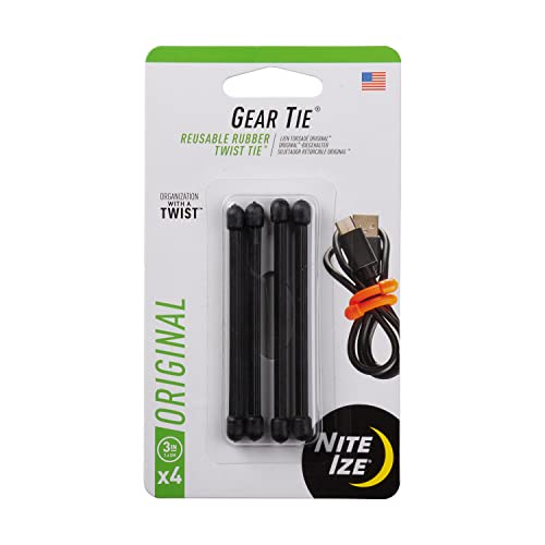 Nite Ize Gear Tie® Reusable Rubber Twist Tie™ 3 in. - 4 Pack schwarz von Nite Ize