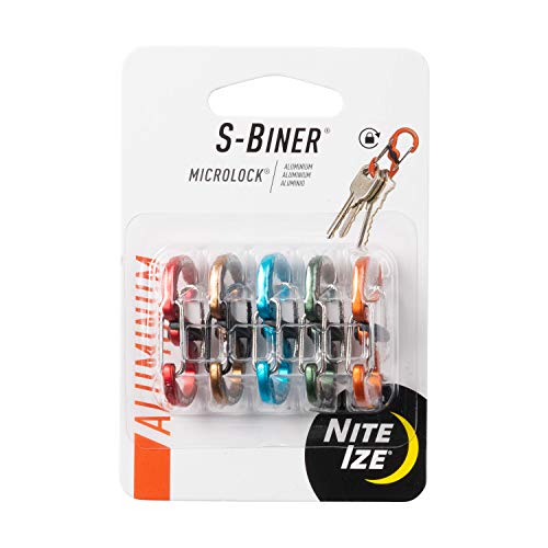 Nite Ize S-Biner MicroLock Schlüsselanhänger aus Aluminium, 5 Stück, verschiedene Farben von Nite Ize