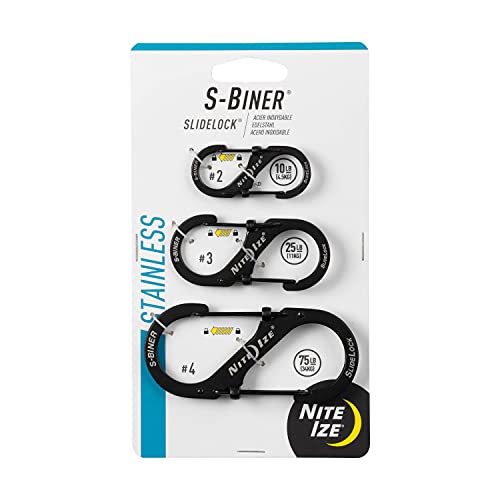 Nite Ize Unisex-Erwachsene Karabiner S-Biner SlideLock 3 STK, schwarz, Assorted 3-Pack, Sizes 2, 3, 4 von Nite Ize