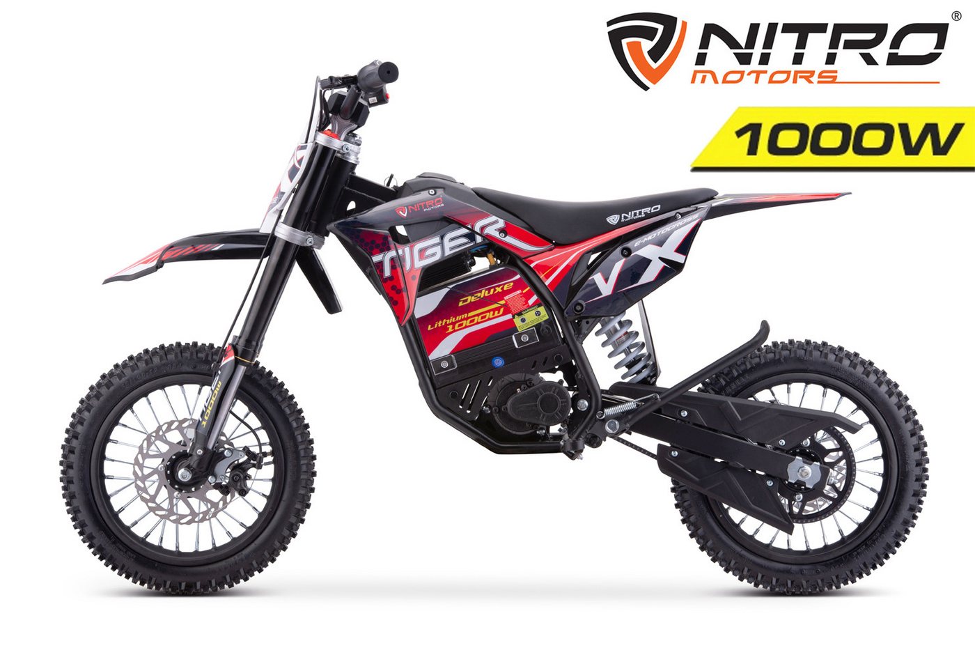 Nitro Motors Dirt-Bike 1000W 36V Lithium Eco midi Kinder Dirtbike Tiger VX DLX 12", 1 Gang von Nitro Motors