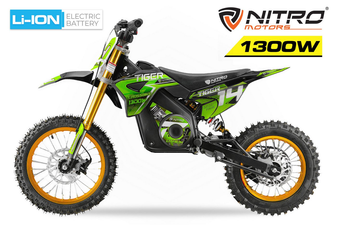 Nitro Motors Dirt-Bike 1300W Tiger Lithium 13Ah 14/12 Brushless DLX von Nitro Motors