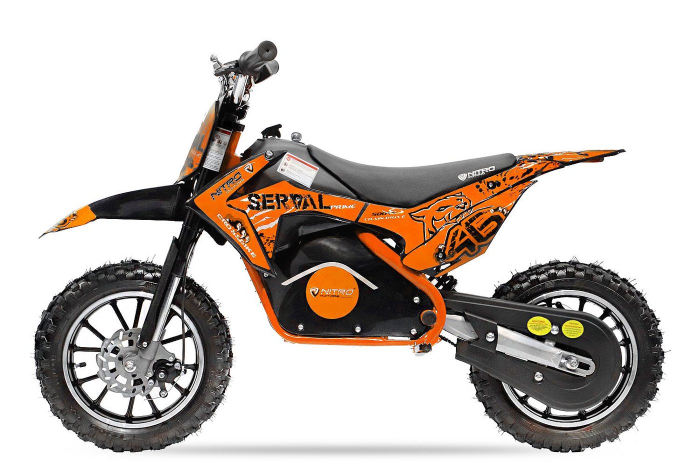 Nitro Motors Dirt-Bike Elektro 500W Eco mini Kinder Dirtbike Serval 10" Pocketbike Crossbike, 1 Gang, Automatikschaltung von Nitro Motors