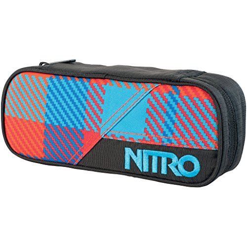 Nitro Pencil Case, Federmäppchen, Schlampermäppchen, Faulenzer Box, Federmappe, Stifte Etui, Plaid Red-Blue von Nitro