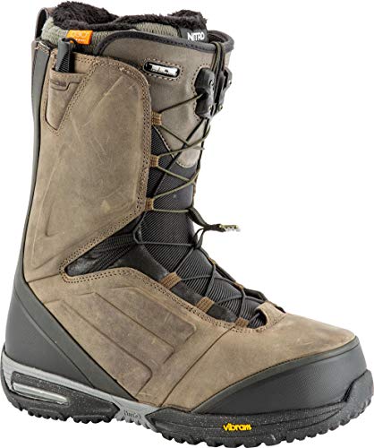 Nitro Snowboards Herren EL Mejor TLS '19 Premium Leder Snowboardschuh Snowboardboot mit Schnellschnürsystem Highend Freeride Carving Softboot Boots, Destressed Brown, 27.5 von Nitro Snowboards