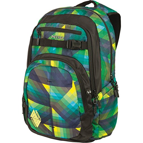 Nitro 878014 Chase Rucksack, Schulrucksack mit Organizer, Schoolbag, Daypack mit 17 Zoll,Laptopfach, Geo Green, Green, 35L von Nitro