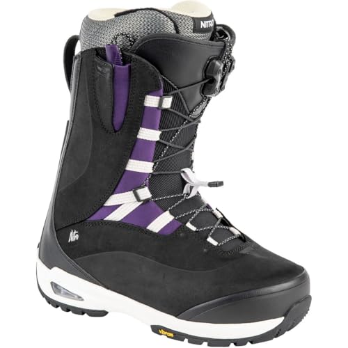 Nitro Damen Snowboards Bianca TLS '21 Premium All Mountain Freeride Freestyle Schnellschnürsystem Boot Snowboardboot, Black-Purple, MP 27,5 // EU 42 // US 10 von Nitro