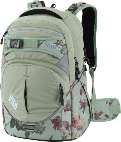 Nitro Superhero Schulrucksack, Rucksack, abnehmbarer Hüftgurt, robuste Bodenplatte, Thermotasche, 30 L, Dead Flower von Nitro