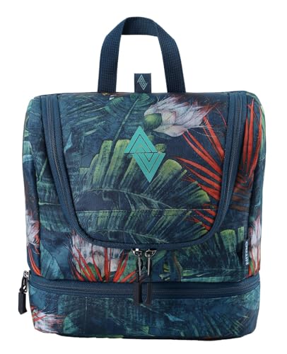 Nitro Travel Kit stylische Reisewaschtasche mit extra Bodenfach Kulturbeutel zum Aufhängen Kosmetiktasche mit vielen Staufächern für Reisen und Campen Toiletry Bag, 25x24x11 cm, Tropical von Nitro