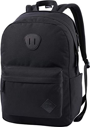 Nitro Urban Plus, Old School Daypack mit zusätzlichem gepolstertem Laptopfach, urbaner Streetpack, Alltagsrucksack, Schulrucksack, Schoolbag mit seitlichem Flaschenfach, True Black von Nitro