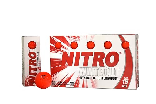 Nitro White Out Golfbälle, Rot, 15 Stück Nitro White Out Golfbälle, Rot, 15 Stück von Nitro