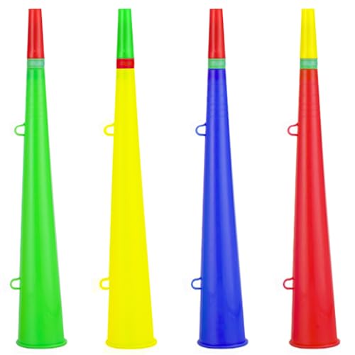 Niuhong 4 Pcs Vuvuzela Horn Plastik Trompeten Fußballfan Sehr Lautes Tröte Krachmacher Horn Cheerleading Trompete Spielen Für Fans Zuschauer Sportveranstaltungen Fußballspiel Stadion von Niuhong