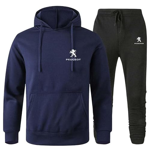 Niuwiwyi Herren-Trainingsanzug P-eugeot Pullover Hoodie + Sporthose Herren/Damen Herbst Und Winter 2-teiliger Jogging-Sportanzug,M, Blue 01 von Niuwiwyi