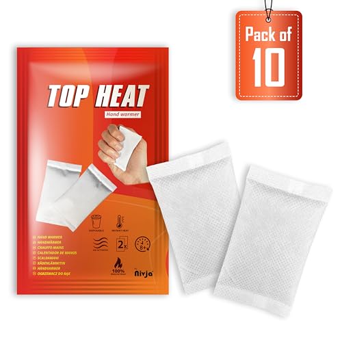 TOP HEAT Handwärmer - 10 Paar - 8 Stunden warme Hände - Hand Wärmepads - luftaktiviert - Sofortige Wärme - 100% natürliche Wärme - Taschenheizung - Sofort einsatzbereit von Nivja