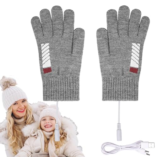 Beheizte Winterhandschuhe,elektrisch beheizte Handschuhe - Elektrische Heizhandschuhe,Strickende Handwärmer für kaltes Wetter, Touchscreen-Laptop-Handschuhe für Damen und Herren von Nixieen