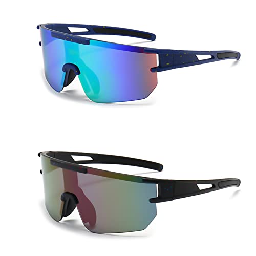 Fahrradbrille Polarisierte Sonnenbrille, 2 Stück Polarisierte Sportbrille, MTB Sportsonnenbrille, Fahrrad Sonnenbrille, Fahrradbrille Herren Damen UV 400 Schutz für Radfahren Laufen Golf Baseball von Nizirioo