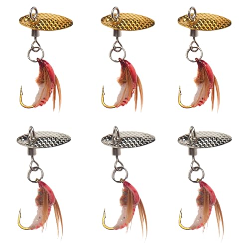 Njdkadey 6Pcs Angeln Spinner Swimbaits Set Für Salzwasser Und Salzwasser Pailletten Köder Set Löffel Stahl Einzigen Haken Spinner Köder von Njdkadey