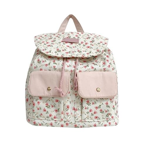 Schulmädchen Schultertasche Mit Süßem Blumenmuster Und Doppeltaschen Studentenrucksack Schulbuchtasche Tagesrucksack Für Frauen Und Mädchen von Njdkadey